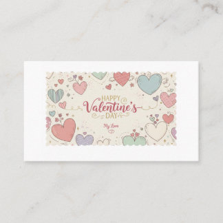 Tarjeta De Visita Romantic Valentine’s Day Card – Cute Heart Illustr