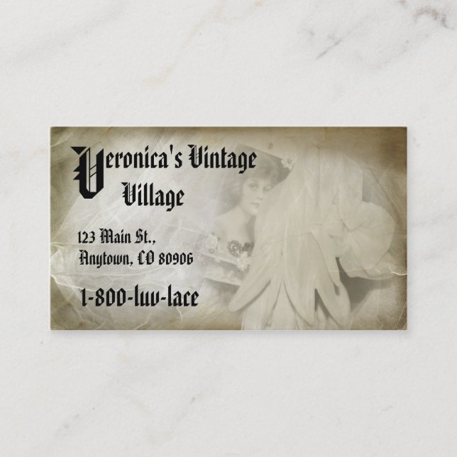 Tarjeta De Visita Romantic Vintage Lace Company (Anverso)