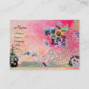 Tarjeta De Visita ROMANTICA 2 / Bellos Pansies en rosa y azul