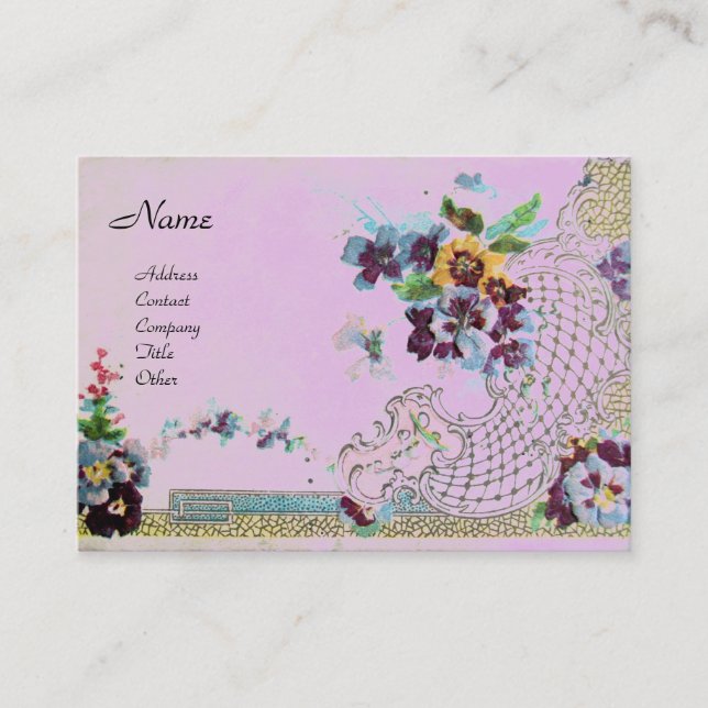 Tarjeta De Visita ROMANTICA 2 Monograma rosa violeta (Anverso)