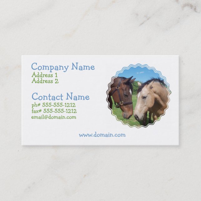 Tarjeta de visita romántica del caballo (Anverso)