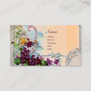 Tarjeta De Visita ROMANTICA Paisaje invernal,Pansies rosa Blanco