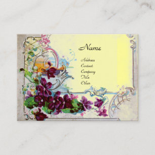Tarjeta De Visita ROMÁNTICA, ROSAS, FLORES AZULES, PANSILLAS Florale