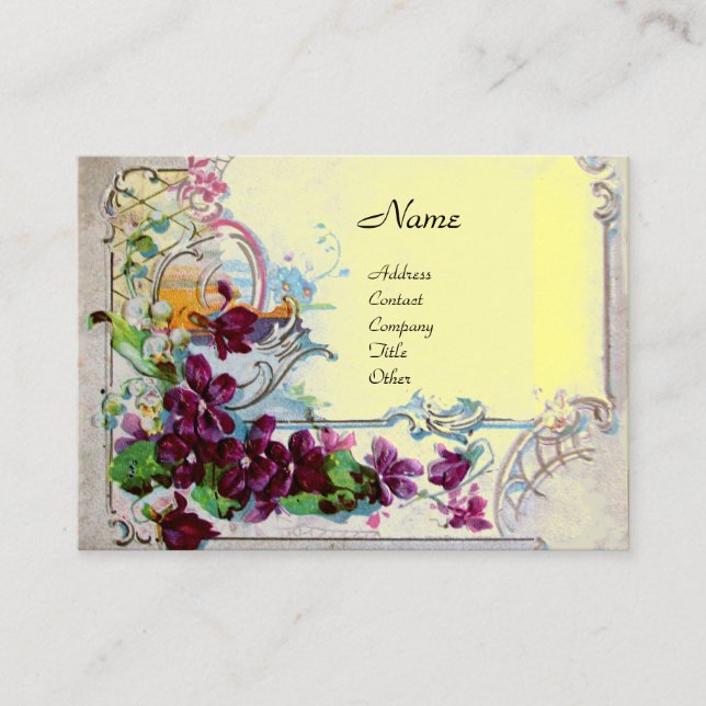 Tarjeta De Visita ROMÁNTICA, ROSAS, FLORES AZULES, PANSILLAS Florale (Anverso)