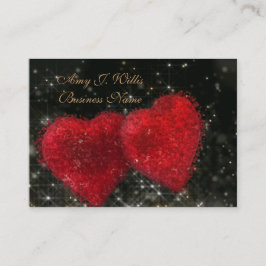 Tarjeta De Visita Romántico Elegante Clásico Dos Corazones Rojos Neg
