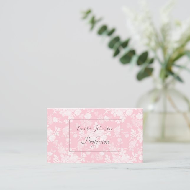 Tarjeta De Visita Romántico Patrón rosa de pintura floral rosa rosa  (Anverso de pie)