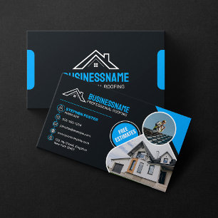 Tarjeta De Visita Roofado Azul Profesional Inmobiliaria Shingles