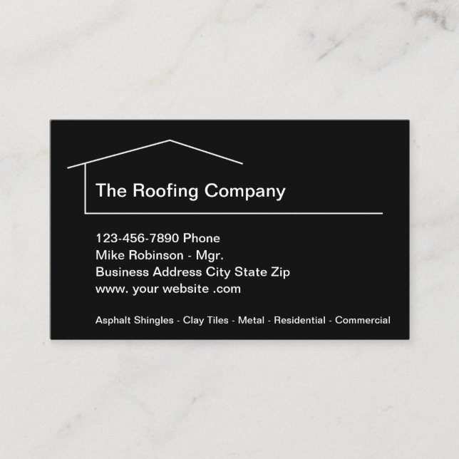 Tarjeta De Visita Roofer profesional de servicios de techo (Anverso)
