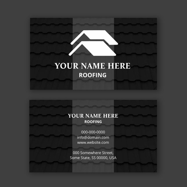 Tarjeta De Visita Roofing Modern Black Shingle Texture (Subido por el creador)