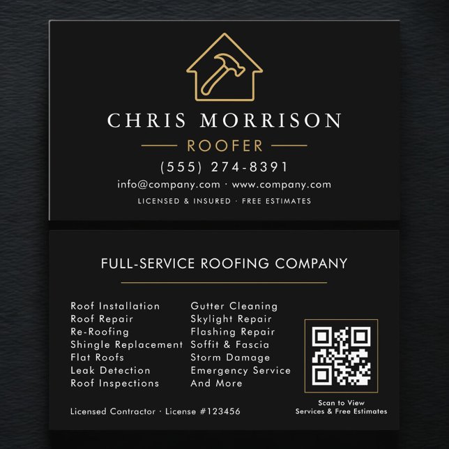 Tarjeta De Visita Roofing Roofer Contractor QR Code (Subido por el creador)