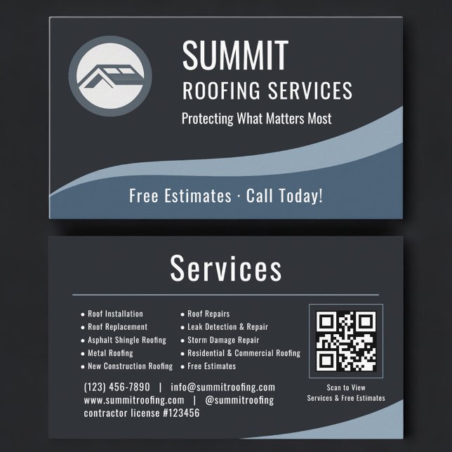 Tarjeta De Visita Roofing Roofer QR Code Professional  (Subido por el creador)
