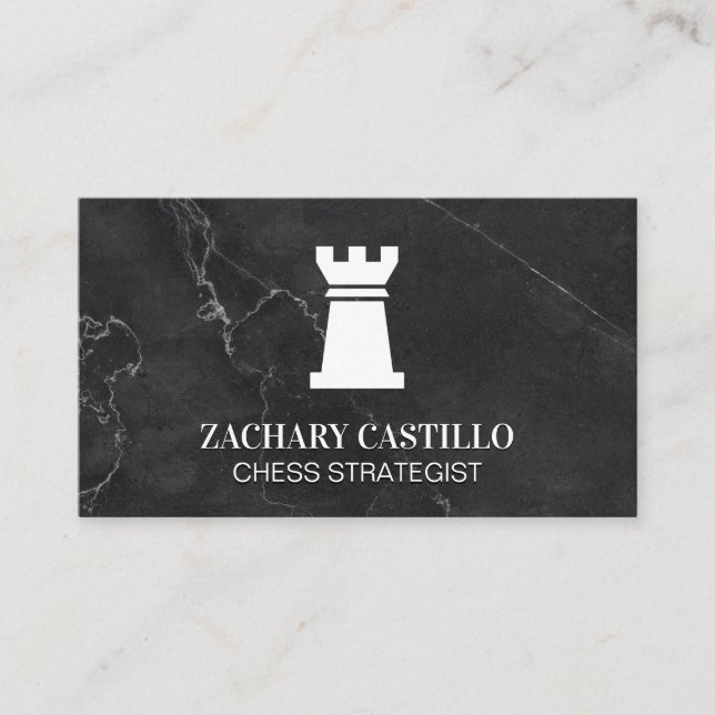 Tarjeta De Visita Rook Chess Piece | Mármol (Anverso)