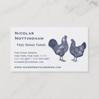 Tarjeta De Visita Rooster azul y pollo Wyandotte