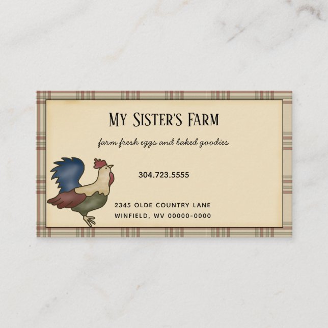 Tarjeta De Visita Rooster de Country Farmhouse Raid (Anverso)