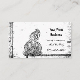 Tarjeta De Visita Rooster Vintage Farm Black White Textting Country