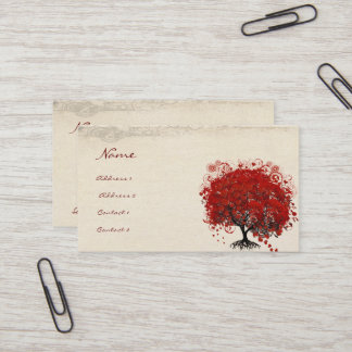 Tarjeta De Visita Roots de hojas de corazón rojo giran los corazones