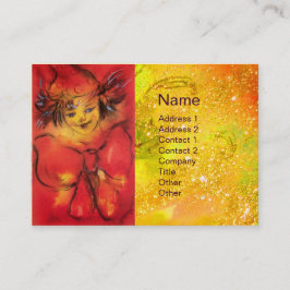 TARJETA DE VISITA ROPA CON RIBÓN ROJO EN DERRAMES DE ORO