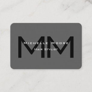 Tarjeta De Visita Ropa de dos caras monogramada gris negro de tamaño