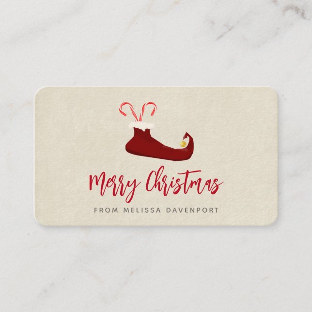 Tarjeta De Visita Ropa de elfo rojo con bastones de caramelo (Anverso)