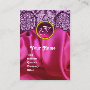 TARJETA DE VISITA ROPA DE LACE PURPLE FUCHSIA SILKCLOTH, GEM MONOGRA