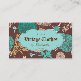 Tarjeta De Visita Ropa de moda floral del vintage Brown azul verde