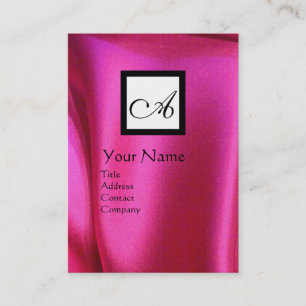 TARJETA DE VISITA ROPA DE SEDA DE FUCHSIA PINCA, MONOGRAMA CUADRADO