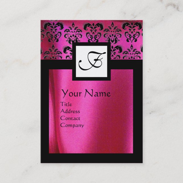 TARJETA DE VISITA ROPA DE SEDA DE FUCHSIA PINCHA DE ROPA DE DAMASCO, (Anverso)