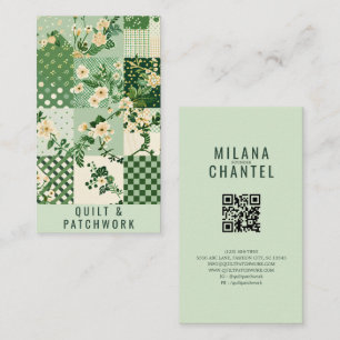 Tarjeta De Visita Ropa Hecha a Mano con Colcha Verde de Parche