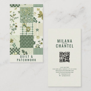 Tarjeta De Visita Ropa Hecha a Mano con Colcha Verde de Parche