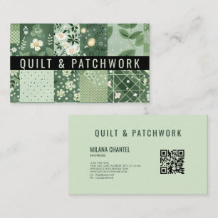 Tarjeta De Visita Ropa Hecha a Mano de Colcha Verde Patchwork