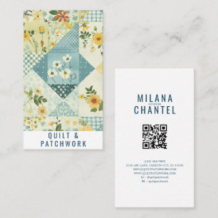 Tarjeta De Visita Ropa hecha a mano de patchwork de colcha azul amar