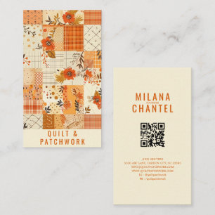 Tarjeta De Visita Ropa hecha a mano de patchwork de colcha naranja