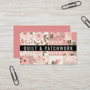 Tarjeta De Visita Ropa hecha a mano de patchwork de colcha rosa
