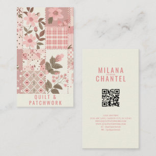 Tarjeta De Visita Ropa hecha a mano de patchwork de colcha rosa