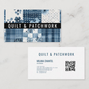 Tarjeta De Visita Ropa hecha a mano de patchwork de edredón azul