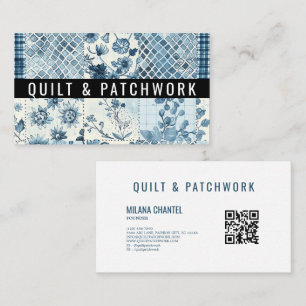Tarjeta De Visita Ropa hecha a mano de patchwork de edredón azul
