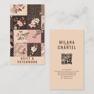 Tarjeta De Visita Ropa hecha a mano de patchwork de edredón rosa mar