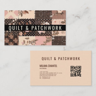 Tarjeta De Visita Ropa hecha a mano de patchwork de edredón rosa mar