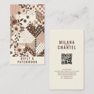 Tarjeta De Visita Ropa hecha a mano de patchwork de edredón rosa mar