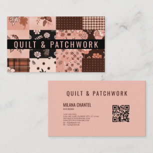 Tarjeta De Visita Ropa hecha a mano de patchwork de edredón rosa mar