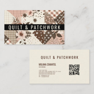Tarjeta De Visita Ropa hecha a mano de patchwork de edredón rosa mar