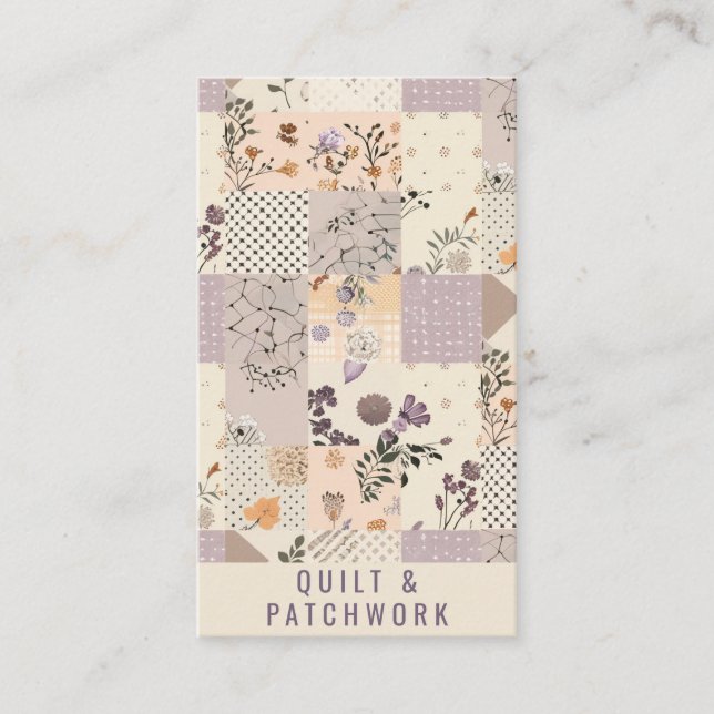 Tarjeta De Visita Ropa hecha a mano de Patchwork de Lila  (Anverso)
