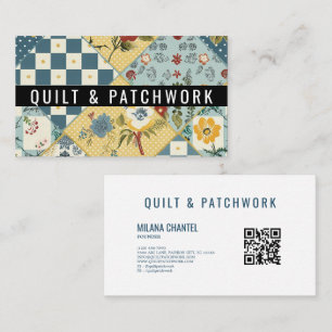 Tarjeta De Visita Ropa hecha a mano de patchwork de quilt azul amari