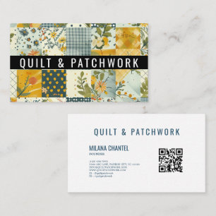 Tarjeta De Visita Ropa hecha a mano de patchwork de quilt azul amari