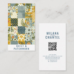 Tarjeta De Visita Ropa hecha a mano de patchwork de quilt azul amari