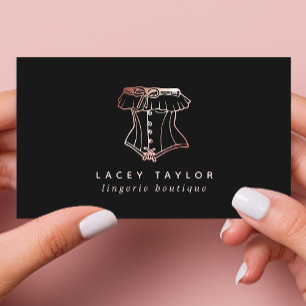 Tarjeta De Visita Ropa Interior Boutique Logo Corsé Antiguo