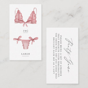 Tarjeta De Visita Ropa Interior y Palomas Insert de Talla de Lencerí