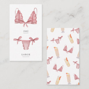 Tarjeta De Visita Ropa Interior y Palomas Insert de Talla de Lencerí