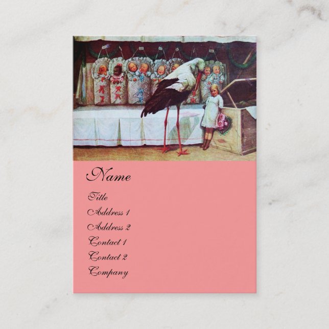 Tarjeta De Visita ROPA rosa de BABY SHOWER STORK (Anverso)