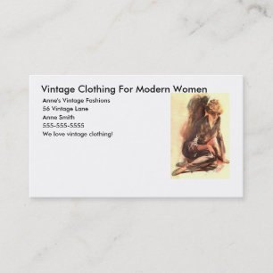 Tarjeta De Visita Ropa Vintage para Mujeres Modernas, Anne...